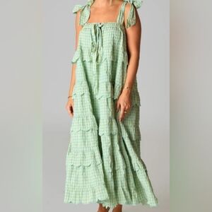 Buddy Love Landon Tie-Shoulder Maxi Dress - Yellow/blue Sz M